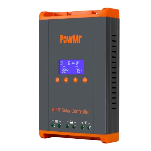 PowMr 60A MPPT Laderegler, 12V/24V/36/48V/160V (Max) DC Eingang, LCD Display Solar Laderegler für Vented Sealed Gel Li-Ion Ni-Cd Batterien, Unterstützt 12 (Max) Parallelschaltungen von PowMr