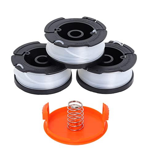 Poweka Trimmerspule & Schnur kompatibel mit Black Decker ersetzt A6485 A6481 AF-100 ST5530-GB GLC3630L20-GB STC1820PC-GB BESTA530-GB BESTA525-GB mit 1 Saiten-Trimmerspule Abdeckkappe von Poweka