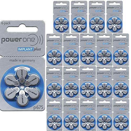 Power One 675 Cochlear Implantatbatterien blau 20 x 6 = 120 Batterien von Power One