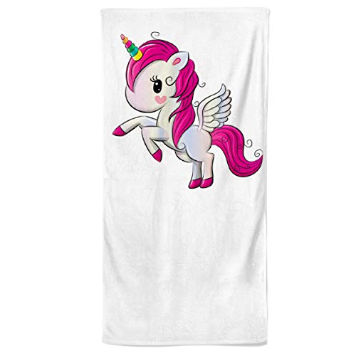 Power Towel | Einhorn Unicorn Kinder-Handtuch mit unterschiedliche Motiven & Größen für Mädchen & Jungen POWERTOWEL Handtuch Mikrofaser Baumwolle Geschenk (50 x 100 cm, Einhorn Weiß) von Power Towel