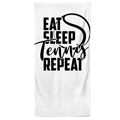 Power Towel das Coole Tennis & Sport-Handtuch mit Einer Botschaft| Verschiedene Motivations-Quotes| Größe 50 cm x 100 cm | POWERTOWEL Handtuch Mikrofaser Baumwolle (EAT Sleep Tennis Repeat) von Power Towel