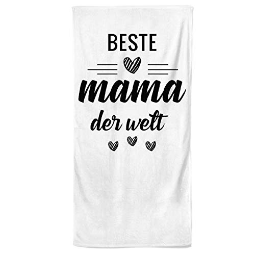 Power Towel das Geschenk zum Geburtstag für Mama oder Muttertag | Die Beste Mama Fitness & Sport-Handtuch | Verschiedene Sprüche | POWERTOWEL Mikrofaser Baumwolle (Beste Mama der Welt, 50 x 100 cm) von Power Towel