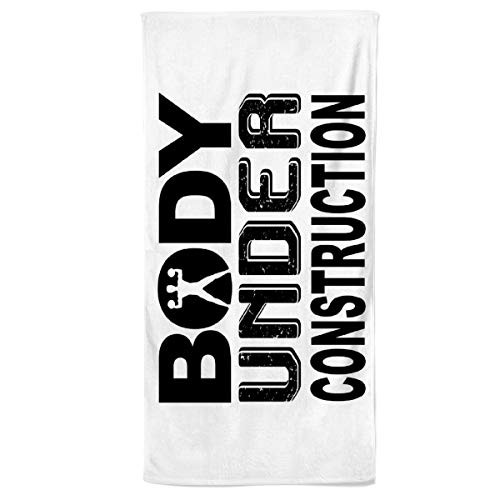 Power Towel das Coole Gym Fitness & Sport-Handtuch mit Einer Botschaft | Verschiedene Motivations-Quotes| Größe 50 cm x 100 cm | POWERTOWEL Handtuch Mikrofaser Baumwolle (Body Under Construction) von Power Towel