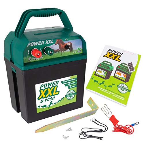 Power XXL B 9.000 Effektives Weidezaungerät 9V/12V Elektrozaungerät für einen sicheren Weidezaun, Pferd, Pony, Rind von Power XXL