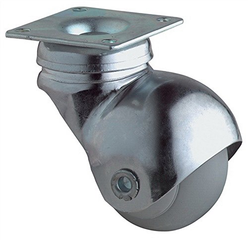 BS ROLLEN Kugel-Lenkrolle Durchmesser 40mm Vollgummirad grau Platte 42x42mm von BS Rollen