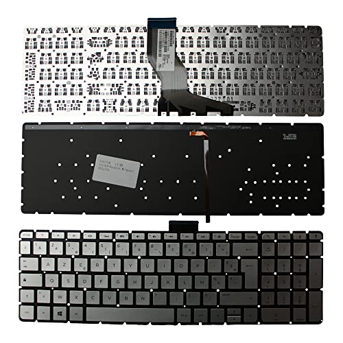 Keyboards4Laptops Französisch Hinterleuchtet Silber kompatible Ersatz Tastatur kompatibel mit HP Pavilion 15-ab039nc von Power4Laptops