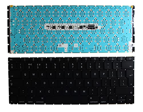 Keyboards4Laptops Vereinigtes Königreich Hinterleuchtet Schwarz kompatible Ersatz Tastatur kompatibel mit Apple MacBook A1534 (Early 2015 Only) von Power4Laptops