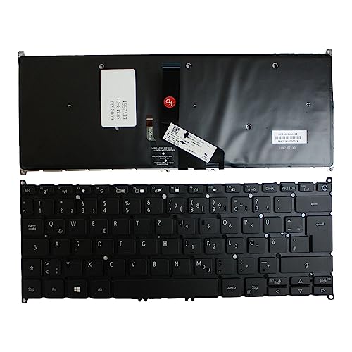 Power4Laptops Deutsch Hinterleuchtet Schwarz kompatible Ersatz Tastatur kompatibel mit Acer Swift SF313-51-a34q von Power4Laptops