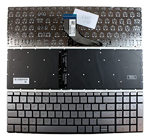 Power4Laptops Vereinigtes Königreich Hinterleuchtet Silber kompatible Ersatz Tastatur kompatibel mit HP Home 15-da0067ur von Power4Laptops
