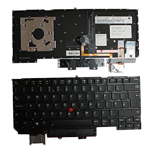 Power4Laptops Vereinigtes Königreich Mit Zeiger Hinterleuchtet Schwarz kompatible Ersatz Tastatur kompatibel mit Lenovo 01ER623 von Power4Laptops