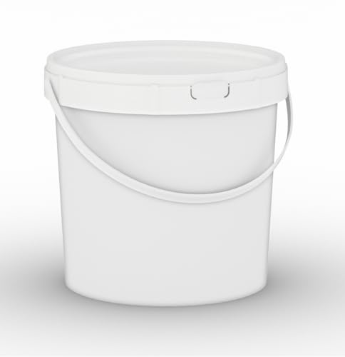 10 l Kunststoff-Eimer + Griff und Deckel – strapazierfähig, lebensmittelecht, BPA-frei, Mehrzweck-Gärung, Futtermittel, trockene Lebensmittel, flüssige Chemikalien, Hydrokultur-Aufbewahrungsbehälter von PowerChem