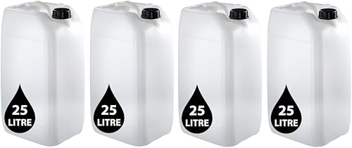 PowerChem 4 x 25 l Jerry Can - Stapelbarer Flaschenbehälter aus HDPE mit manipulationssicherer Kappe - Ideal für Flüssigkeiten PowerChem 4 x 25 l Jerry Can - Stapelbarer Flaschenbehälter aus HDPE mit manipulationssicherer Kappe - Ideal für Flüssigkeiten von PowerChem