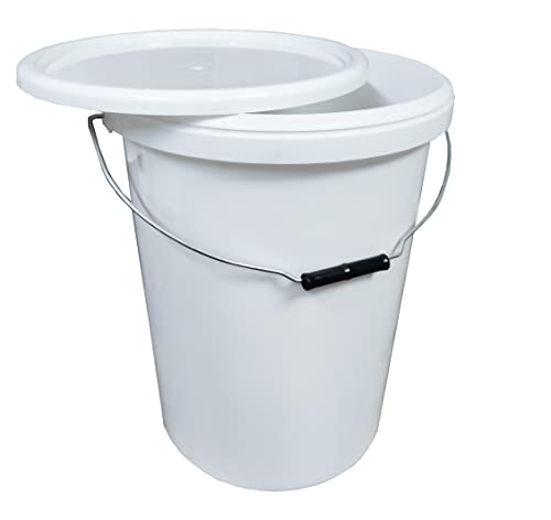 PowerChem Robuster Kunststoffeimer mit Überrollbügel-Metallgriff – Ideal als Gäreimer, Futtermittel, Chemikalien, Hydrokultur & Mehrzweckeimer (25 Liter, Weiß, Polypropylen) von PowerChem