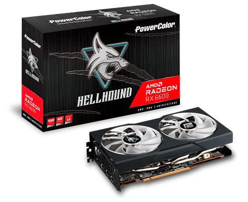 Powercolor Hellhound AMD Radeon RX 6600 Grafikkarte mit 8GB GDDR6 Speicher AXRX 6600 8GBD6-3DHL von PowerColor