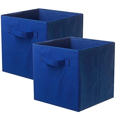 PowerKing Aufbewahrungsbox Organizer aus Stoff, 2-er faltbar Aufbewahrungswürfel Aufbewahrung Box in Würfelform - Blau von PowerKing