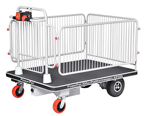 Modell 2025: PowerPac AKKU-Plattformwagen Transportwagen Handwagen Transportkarre Plattform-Wagen Typ AP500 von PowerPac Baumaschinen GmbH