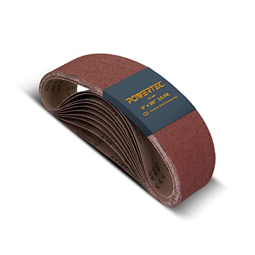 POWERTEC 110690 4-Inch x 36-Inch 180 Grit Aluminum Oxide Sanding Belt, 10-Pack von PowerTec