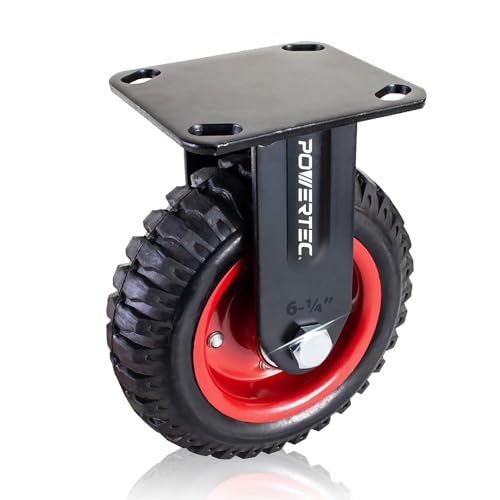 POWERTEC 17052V Feste Schwerlastrolle, 16,5 cm, 1 Stück, Schwarz, 15,2 cm von POWERTEC