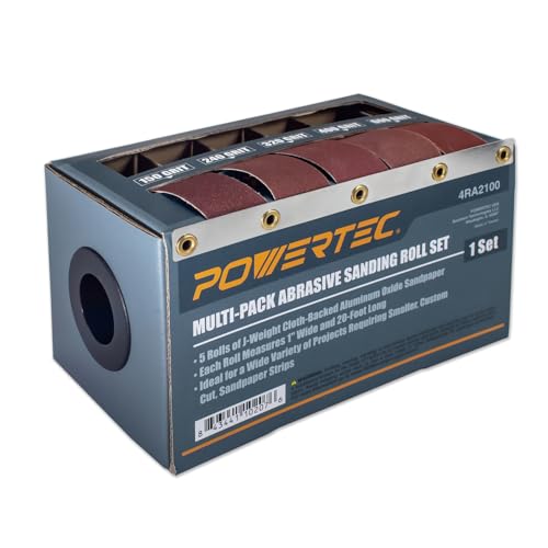 POWERTEC 4RA2100 Schleifpapierrollen für die Automobil-/Holzbearbeitung | Schleifpapierspenderbox mit 5 Rollen zum Schleifen - inkl. verschiedenen Körnungen 150/240/320/400/600 von PowerTec