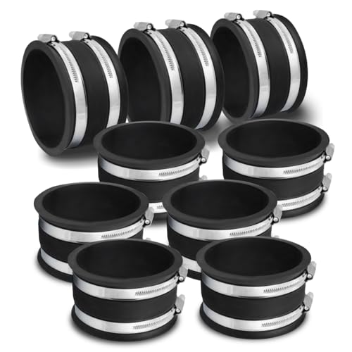 POWERTEC 70149-P9 10,2 cm Staubschutz-Flex-Manschette mit Stahlschlauchschellen, Schlauchverbinder, Gummimanschette, Kupplung für Holzbearbeitung, Staubsammelarmaturen, Staubsammelzubehör und von POWERTEC