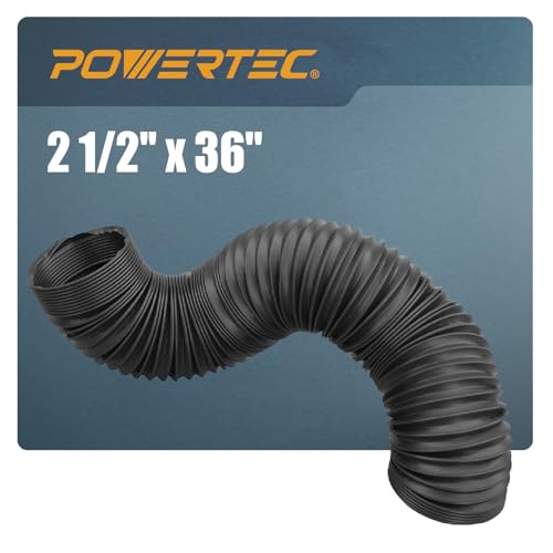 POWERTEC 70198 Flexibler Staubsammelschlauch, Schwarz, 6,3 x 91,4 cm von POWERTEC