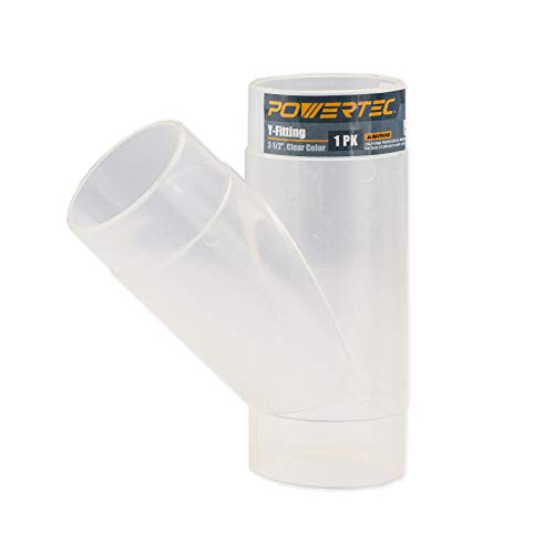 POWERTEC 70228 6,4 cm transparente Y-Fassung für 2-1/2 Zoll Staubsammelschlauch, 2 1/2 Zoll Staubsammelschlauchverbinder Armaturen für Staubsammelsystem, 1 Stück von PowerTec