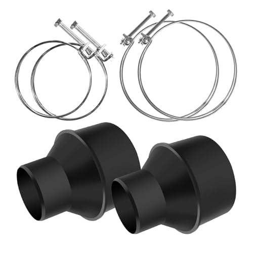 POWERTEC 70352-P2 Schlauchschellen, 10,2 cm auf 6,4 cm Schlauchkegel, Reduzierstück mit 10,2 cm und 6,4 cm Doppeldraht-Schlauchschellen, 2 Sets von POWERTEC
