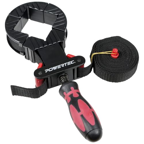 POWERTEC 71101 Deluxe Schnellspann-Gurtklemme | Holzbearbeitungsrahmen Spannbandhalter, schwarz von POWERTEC