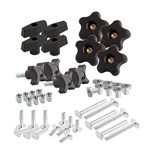 POWERTEC 71174 T Track Knob Kit, 5/16-18 Gewindebolzen und Unterlegscheiben, 46-teiliges Set, T-Nutschrauben, T-Schienenzubehör für Holzbearbeitungsvorrichtungen und Vorrichtungen von PowerTec