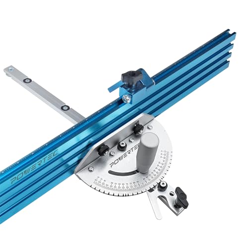 POWERTEC 71391 Tischsäge Präzisionsgehrungslehre System 24" x 3" Multischleiszaun mit 27 Winkelanschlägen von POWERTEC