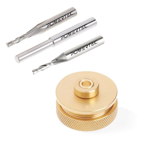 POWERTEC 72028 V Massives Messing Inlay Kit | Für 1/4 Schablonen für Hochgeschwindigkeits-Routing | Enthält 2 x 1/8 Zoll Spiral-Routerbohrer, 1/4-Zoll-Schaft, Universalnabe, Mutter: POWERTEC 72028 V Massives Messing Inlay Kit | Für 1/4 Schablonen für Hochgeschwindigkeits-Routing | Enthält 2 x 1/8 Zoll Spiral-Routerbohrer, 1/4-Zoll-Schaft, Universalnabe, Mutter: von PowerTec