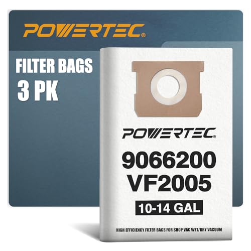 POWERTEC 75024 Hocheffiziente Filtertüten Ersatz für Shop-Vac (9066200) Shop-Vac Beutel F | 3 Stück von PowerTec