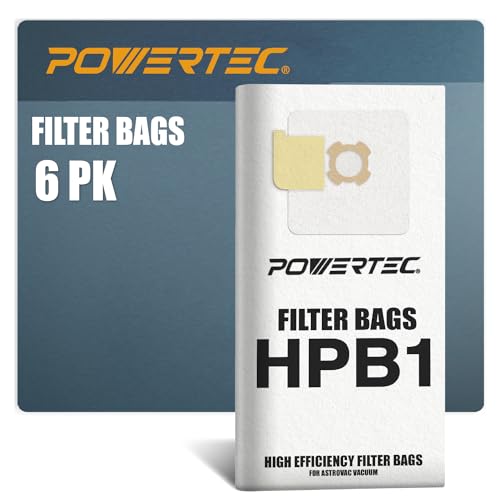 POWERTEC 75044-P2 Vlies-Filterbeutel für AstroVac & Valet Central HPB1 Staubsauger, 6 Stück von POWERTEC