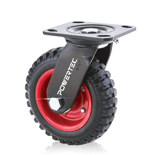 PowerTec Caster 17050 Schwerlast-Rolle, 16,4 cm, schwarz, 6 inch von POWERTEC