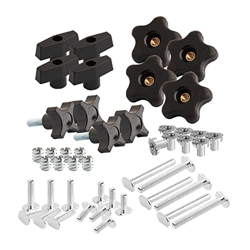 POWERTEC 71173 T-Schienenknauf-Set, 1/4-20 Gewindebolzen und Unterlegscheiben, 46-teiliges Set, T-Schienenschrauben, T-Schienenzubehör für Holzbearbeitungsvorrichtungen und Vorrichtungen von POWERTEC