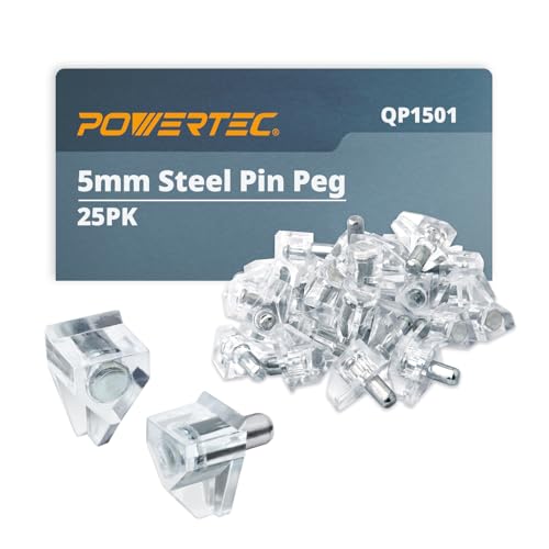 Powertec QP1501 Regalstifte, transparent, 5 mm 25 Stück Plastic Support, Clear, 5 mm farblos von PowerTec