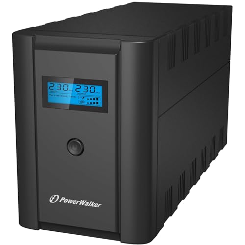 PowerWalker VI 2200 VA/1200 W LCD IEC unterbrechungsfreie Stromversorgung mit AVR-Stabilisator, RJ-11-Überspannungsschutz, HID-Unterstützung und LCD-Bildschirm von PowerWalker