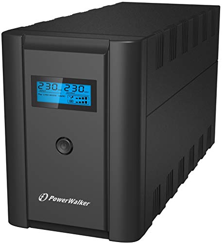 PowerWalker VI 1200VA/600W LCD IEC Unterbrechungsfreie Stromversorgung mit AVR-Stabilisator, RJ-11 Überspannungsschutz, HID-Unterstützung und LCD-Bildschirm von PowerWalker