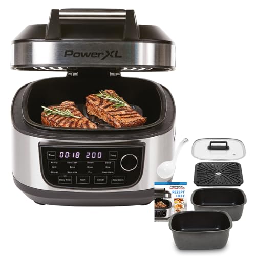 PowerXL MultiCooker Innentopf-Set - 12 in 1 Multikocher mit Warmhaltefunktion - Heißluftfritteuse, Backofen, Bratpfanne uvm. - 5,7 Liter - 12 Kochprogramme - Airfryer - 80% weniger Fett von PowerXL