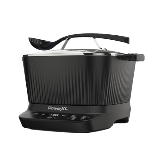 PowerXL StirMax – Innovativer Multikocher mit automatischem Rührsystem - 9 Programmen - Keramik-Antihaft-Beschichtung & umfangreichem Zubehör von PowerXL