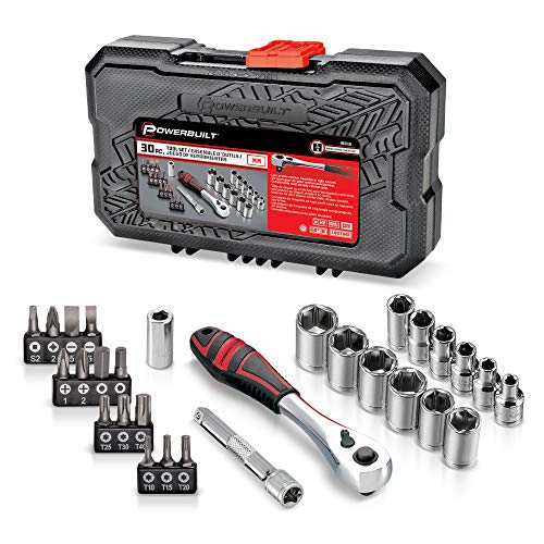 Powerbuilt 30-teiliges metrisches Steckschlüssel-Set, 1/4-Zoll-Antrieb, 30-teilig von Powerbuilt