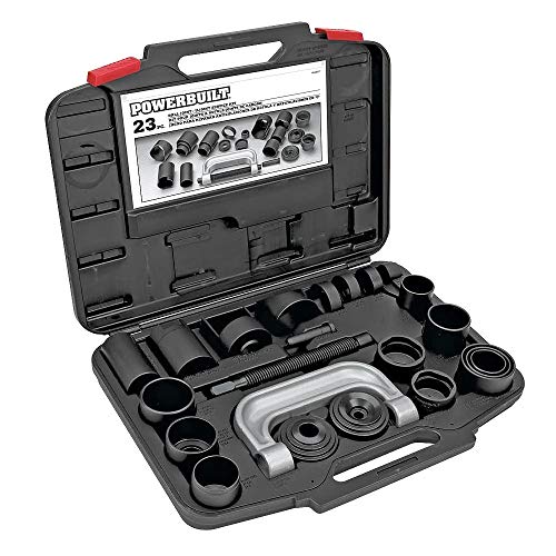 Powerbuilt Kugel- und U-Gelenk-Service-Set, 23-teiliges Werkzeugset, Kugelgelenke entfernen und installieren, Empfangsrohr, Adapter, Stecknüsse – 648617 von Powerbuilt