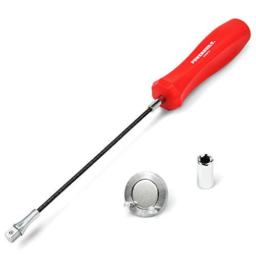 Powerbuilt Magnetischer Ölablassstopfen-Entferner-Werkzeug, flexibler Schaft für einfaches Erreichen, Sechskant-Bit-Magnetadapter, Halten und Entfernen von Steckern – Rot 942072 von Powerbuilt