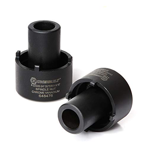 Powerbuilt Spindelmutter-Stecknuss, 4 Ösen, 2-3/4 Zoll außen, Ford, einfache Entfernung von Spindelmuttern, 2WD Hinterachsen, drehbare Kontermutter - 648476, Schwarz von Powerbuilt