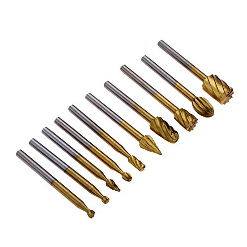 10 Stück Hartmetall Frässtifte Set, 3mm Schaft Holzfräser für Bohrmaschine Raspel Set für Dremel Fräser, Metall Holz Holzbearbeitung Bohren Polieren Carving Gravur Werkzeug Bohrer Satz von Powerful Tools