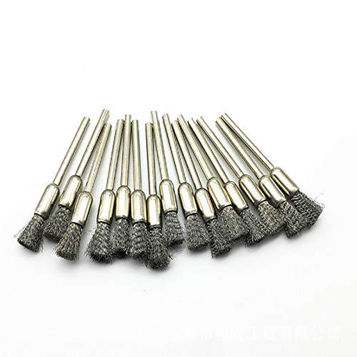 15 Stück Stahldraht Rad Pinsel Set Polieren Reinigung Drehwerkzeug Buffing Pinsel Full Kit für Dremel Rotary Tools, 3 Typen, Silber von Powerful Tools