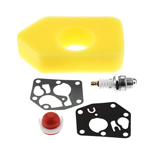 Powerful Tools Air Filter 698369 4216 mit Vergaser Membran Dichtung 495770 Primerpumpe Zündkerze für Briggs & Stratton 3–4,5 HP Classic Sprint Quattro-Motor von WEISI