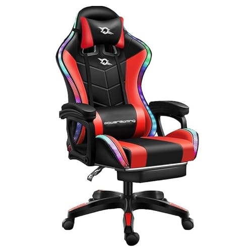 Powergaming Stühle der Marke Modell Gaming-Stuhl LED RGB Rot/Schwarz mit Fußstütze von Powergaming