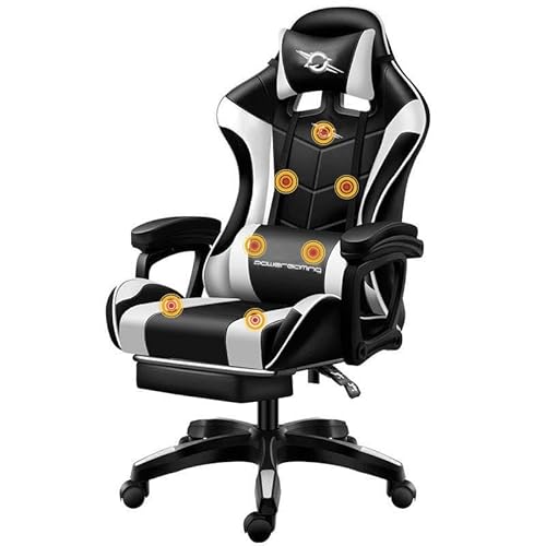 Powergaming Stühle der Marke Modell Gaming-Stuhl Massage 7 Punkte weiß/schwarz Fußstütze von Powergaming