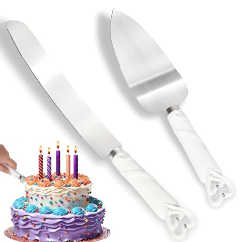 powerking Hochzeitstorten Servierset, Tortenmesser und Tortenheber Servierset, mit 13-Zoll-Kuchenschneider und 10-Zoll-Servierer, Kuchenschneideset für Hochzeit, Party, Jubiläum von powerking